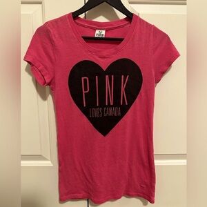 PINK Victoria’s Secret Womens Pink Loves Canada Short Sleeve T-shirt Size Small